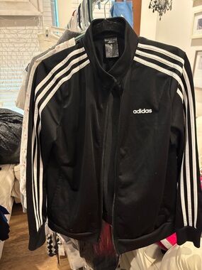 adidas Black Track Jacket with White Three-Stripes